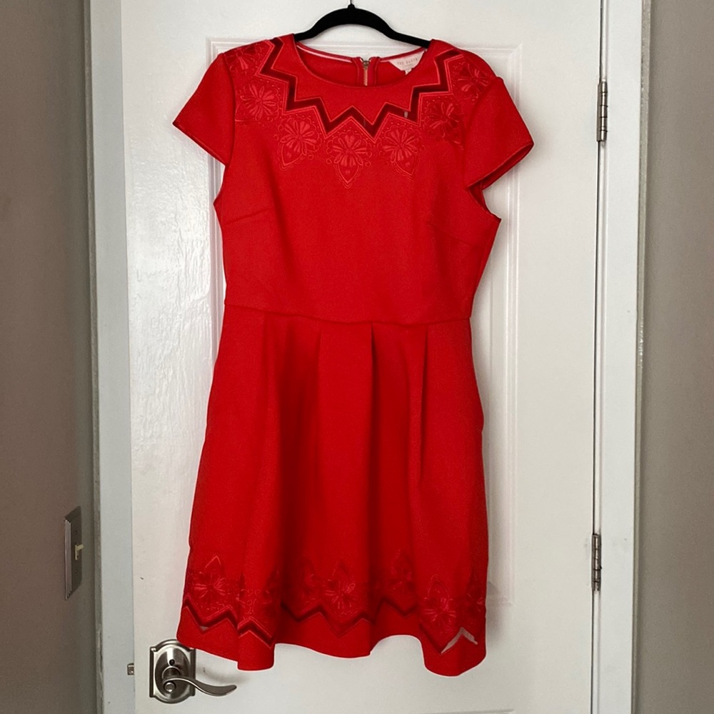 Coral Ted Baker Chesska Dress Size 5 (12) NWT - Picture 2 of 10